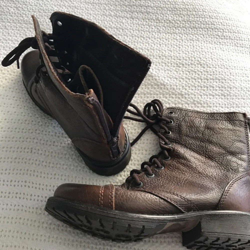 Urban Outfitters Brown Faux Leather Combat Boots - Picture 5 of 5